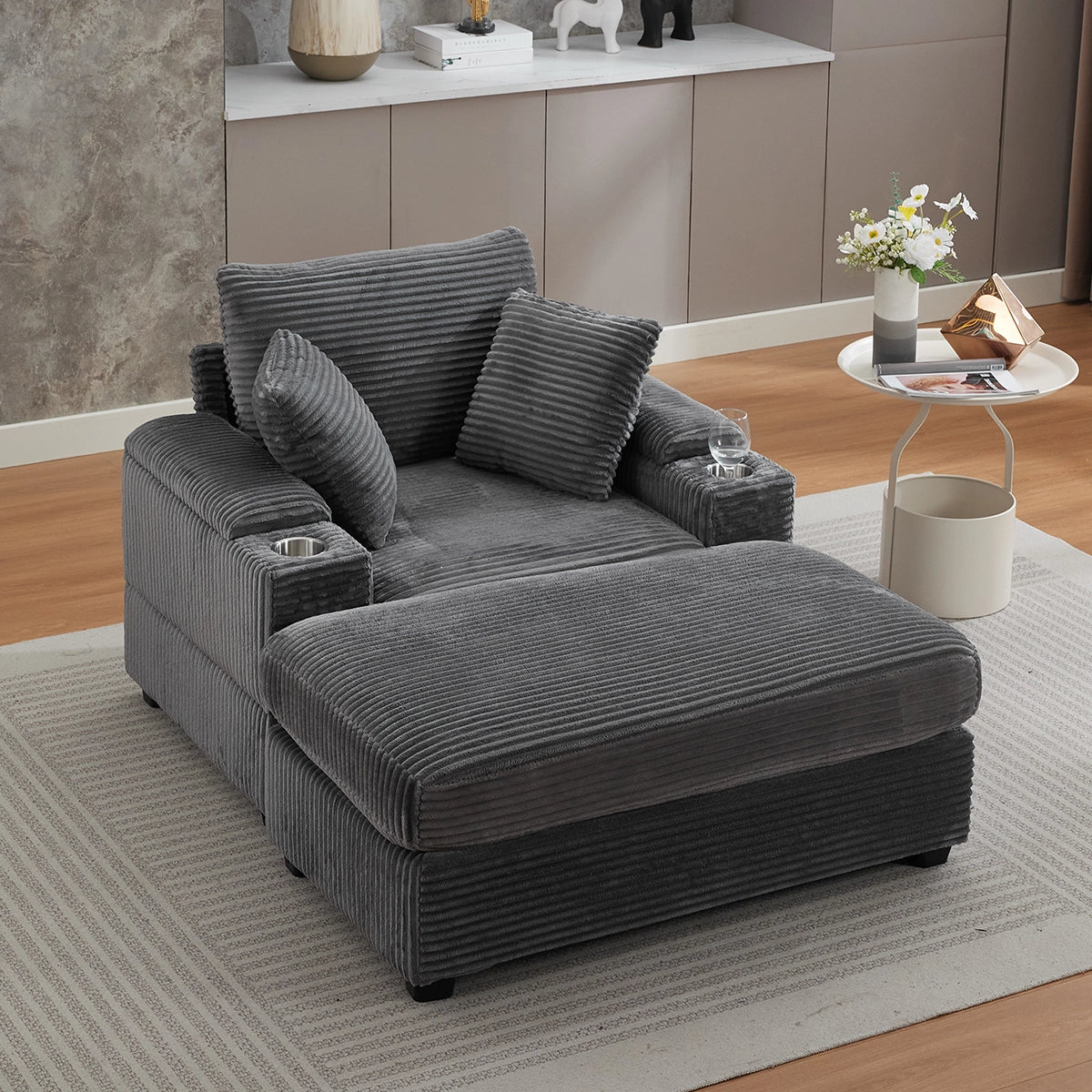 Oversized Chaise Chair Indoor with Ottoman