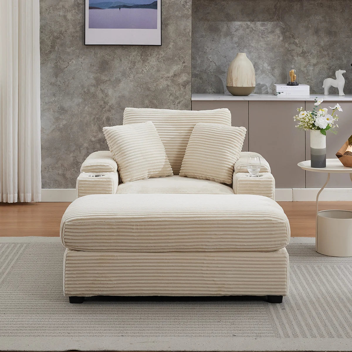 Oversized Chaise Chair Indoor with Ottoman