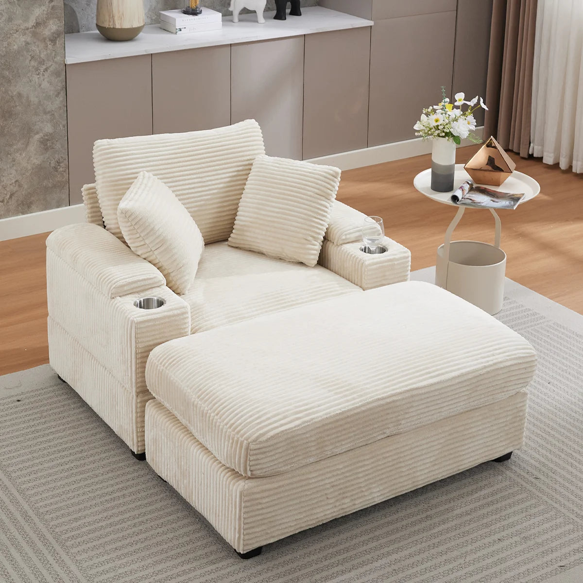 Oversized Chaise Chair Indoor with Ottoman