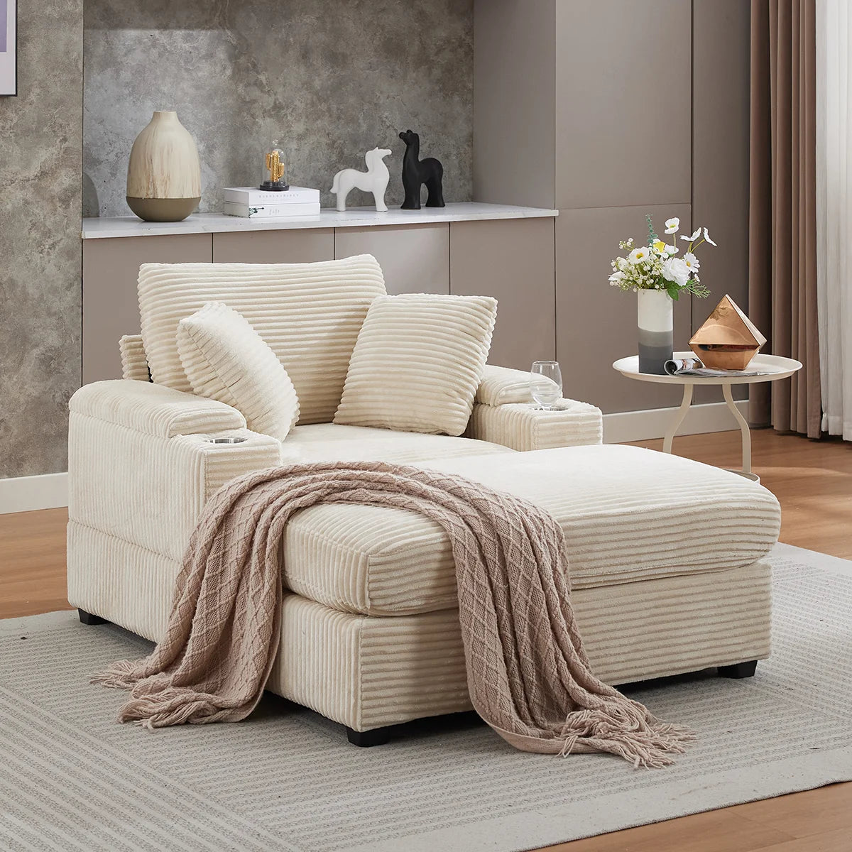 Oversized Chaise Chair Indoor with Ottoman