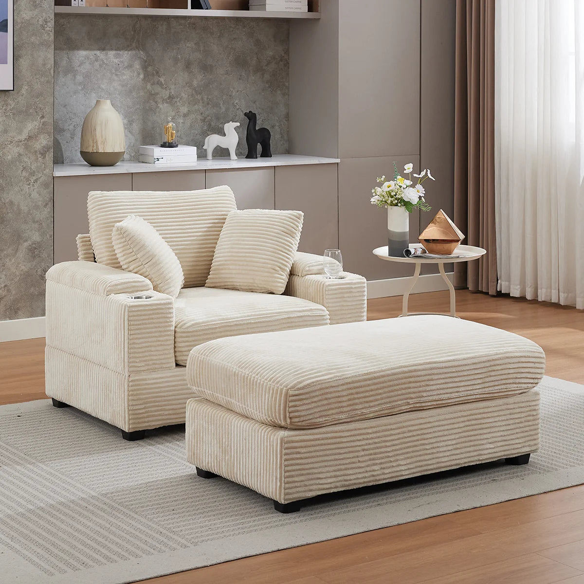 Oversized Chaise Chair Indoor with Ottoman