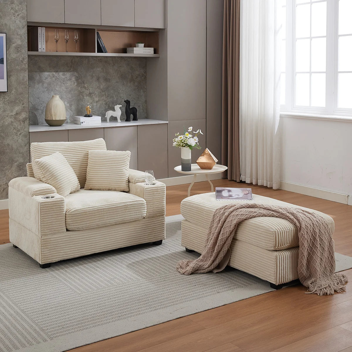 Oversized Chaise Chair Indoor with Ottoman