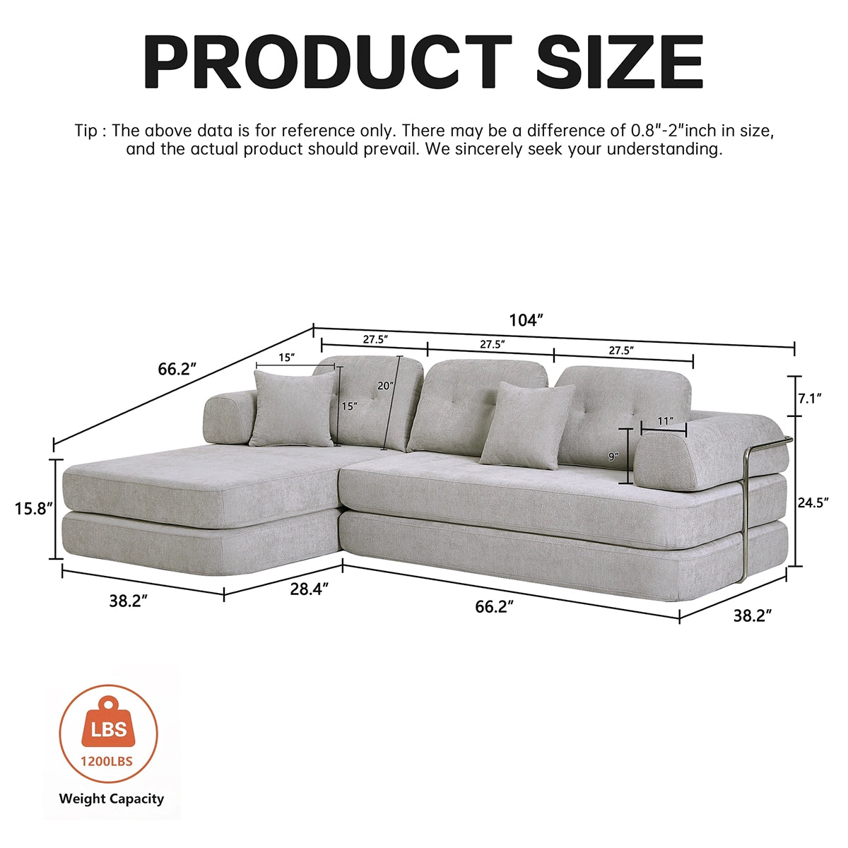 104" Boneless sofa