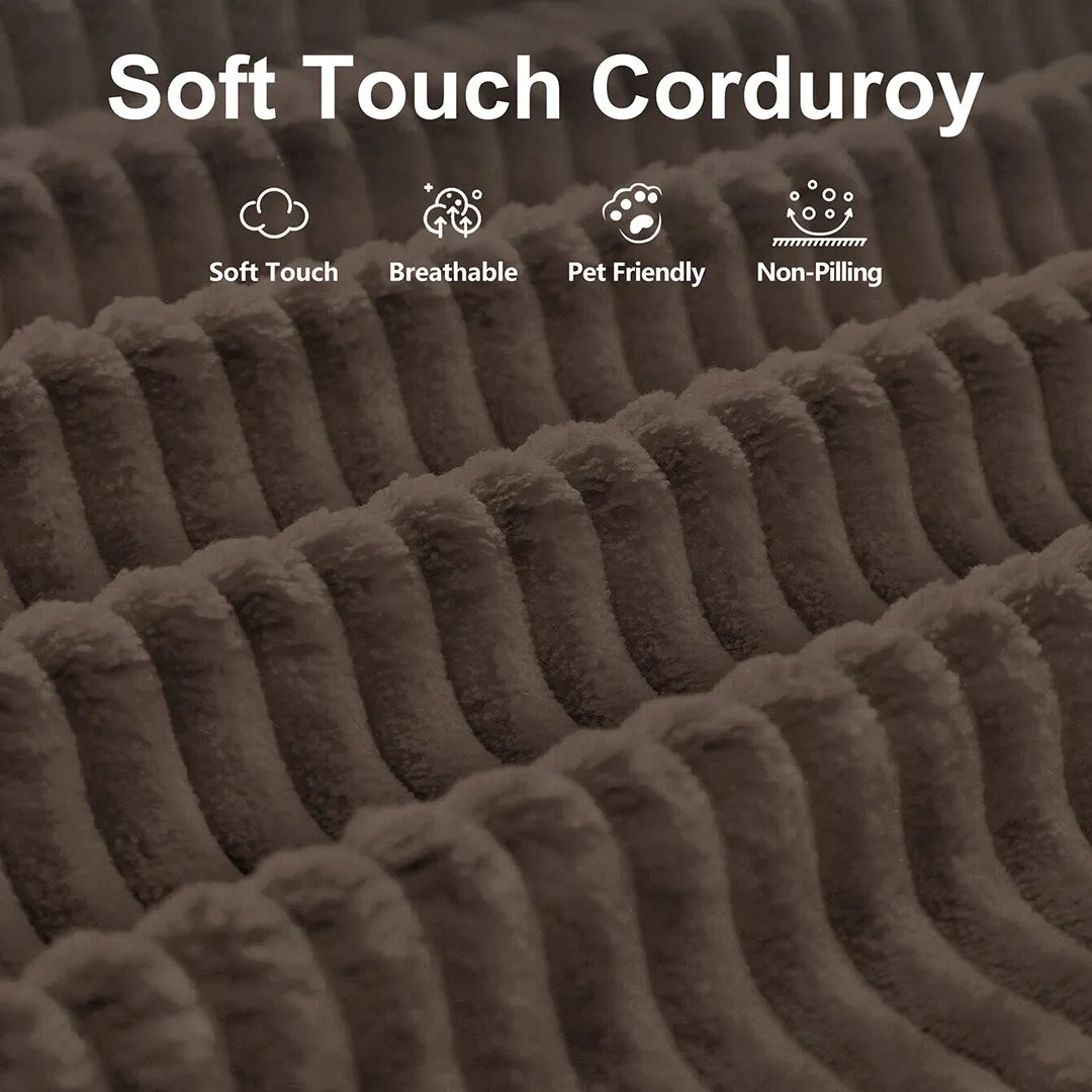 Corduroy fabric close-up on sofa bed