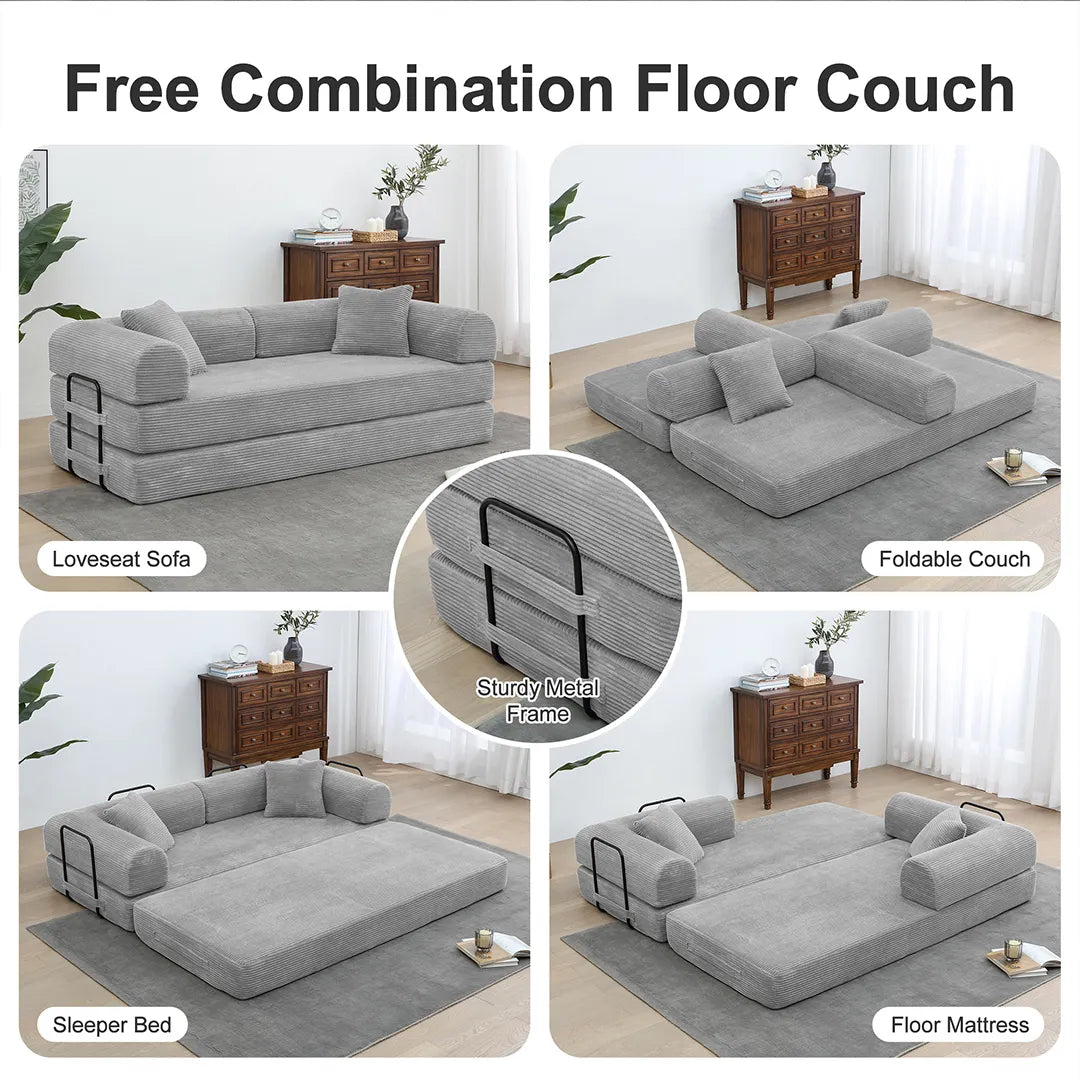 4-in-1 convertible light grey sofa bed styles
