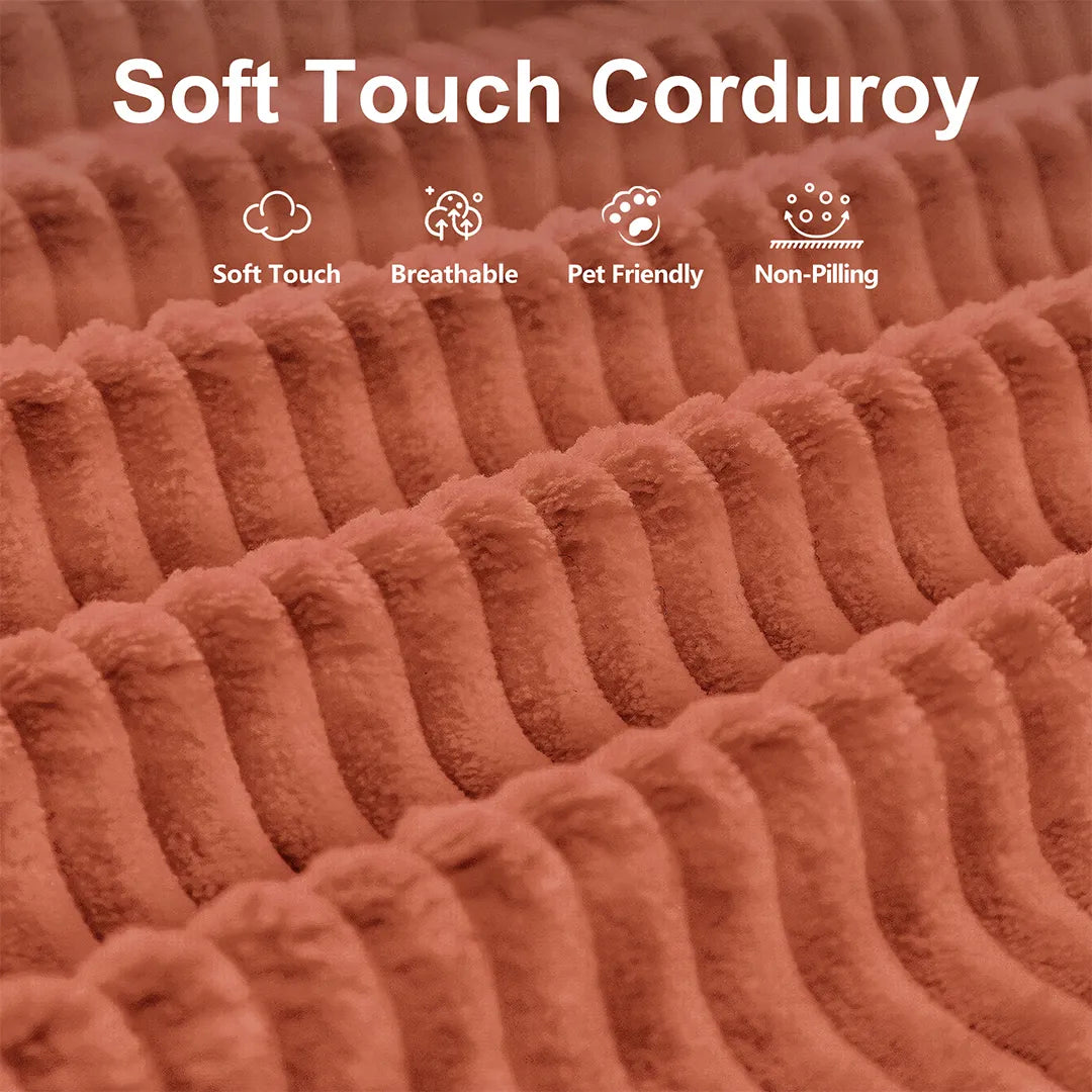 Corduroy fabric close-up on sofa bed