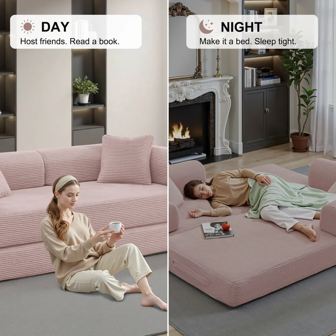 sofa bed transforms between day and night