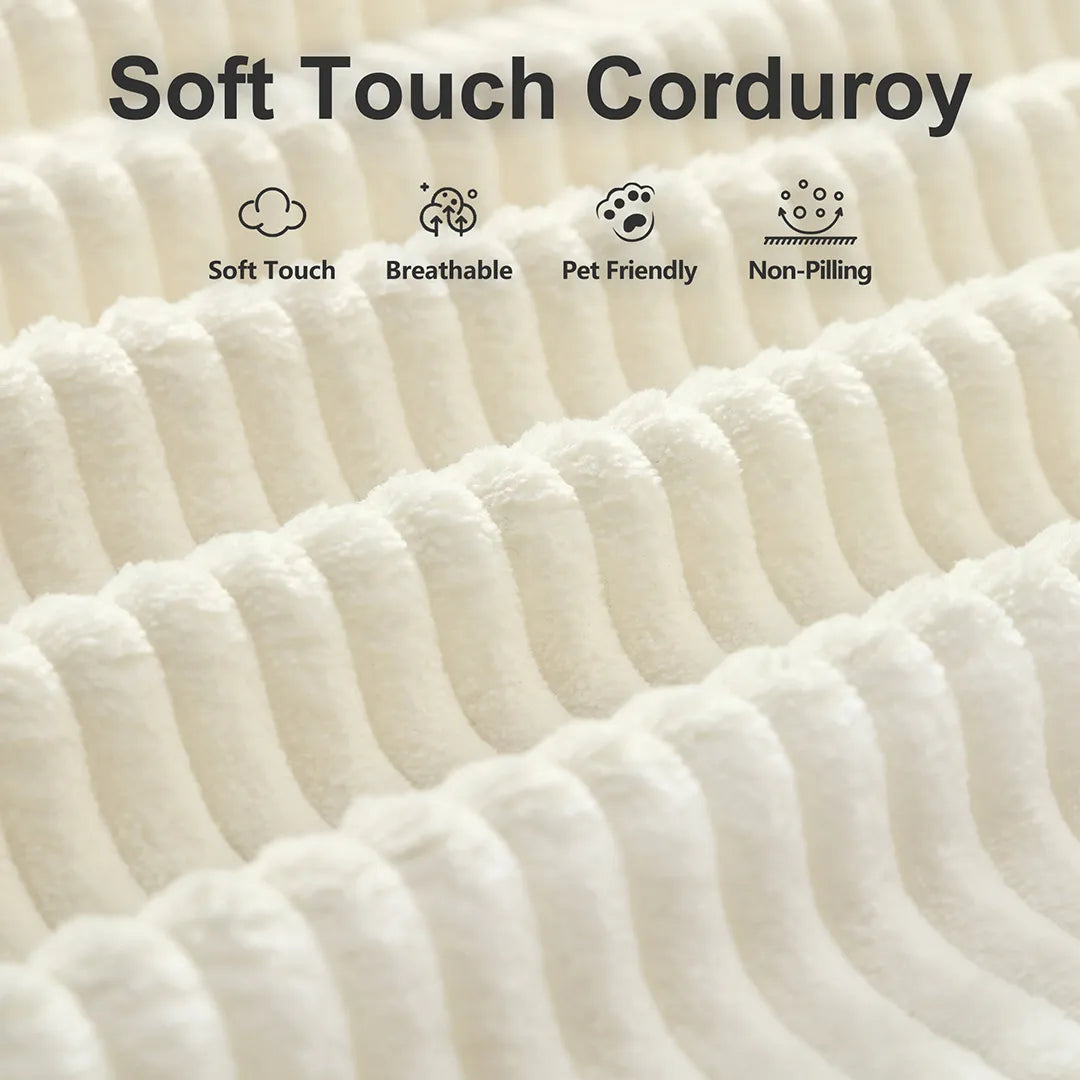 Corduroy fabric close-up on sofa bed