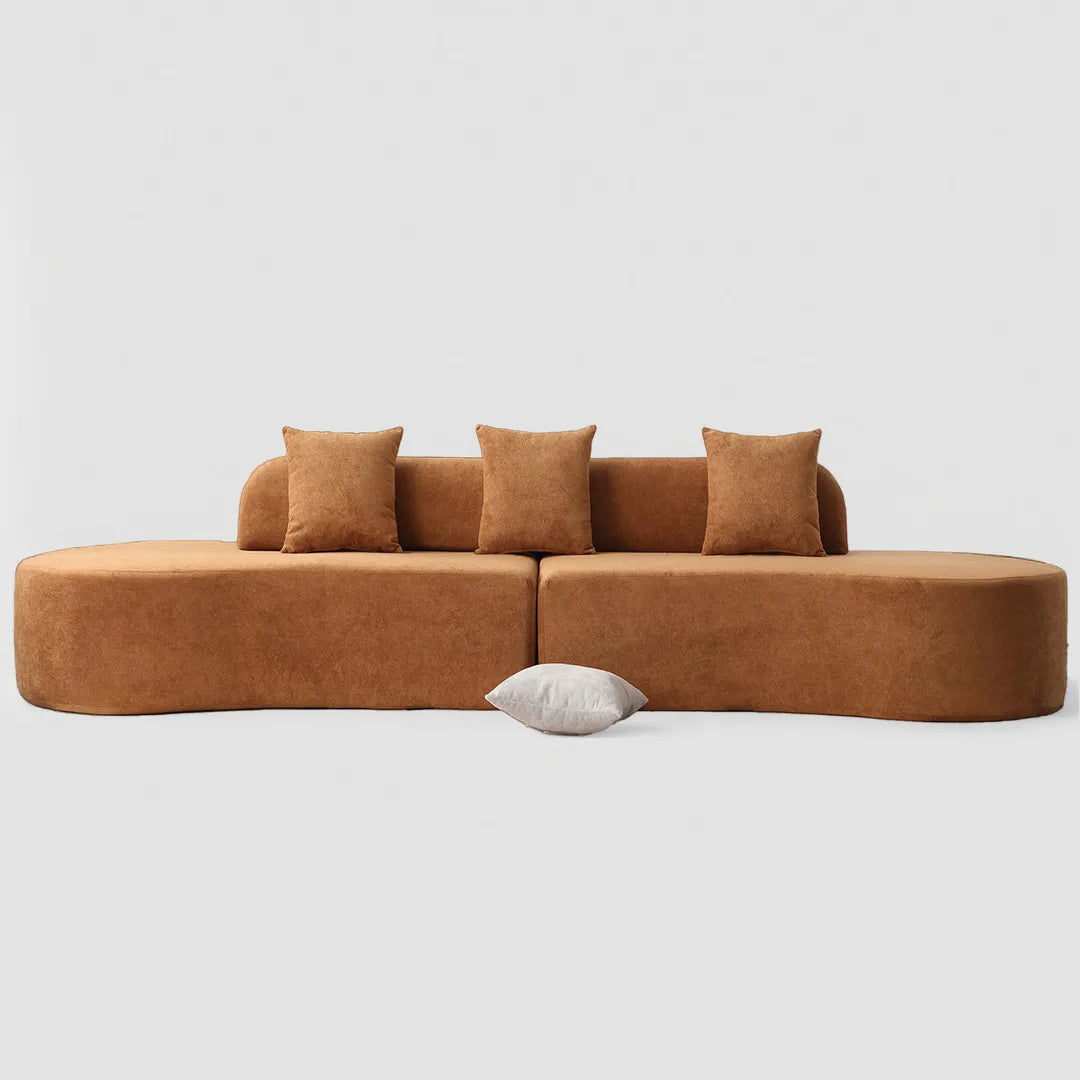 130.5” Oversized Curved Couch with 3 Pillows
